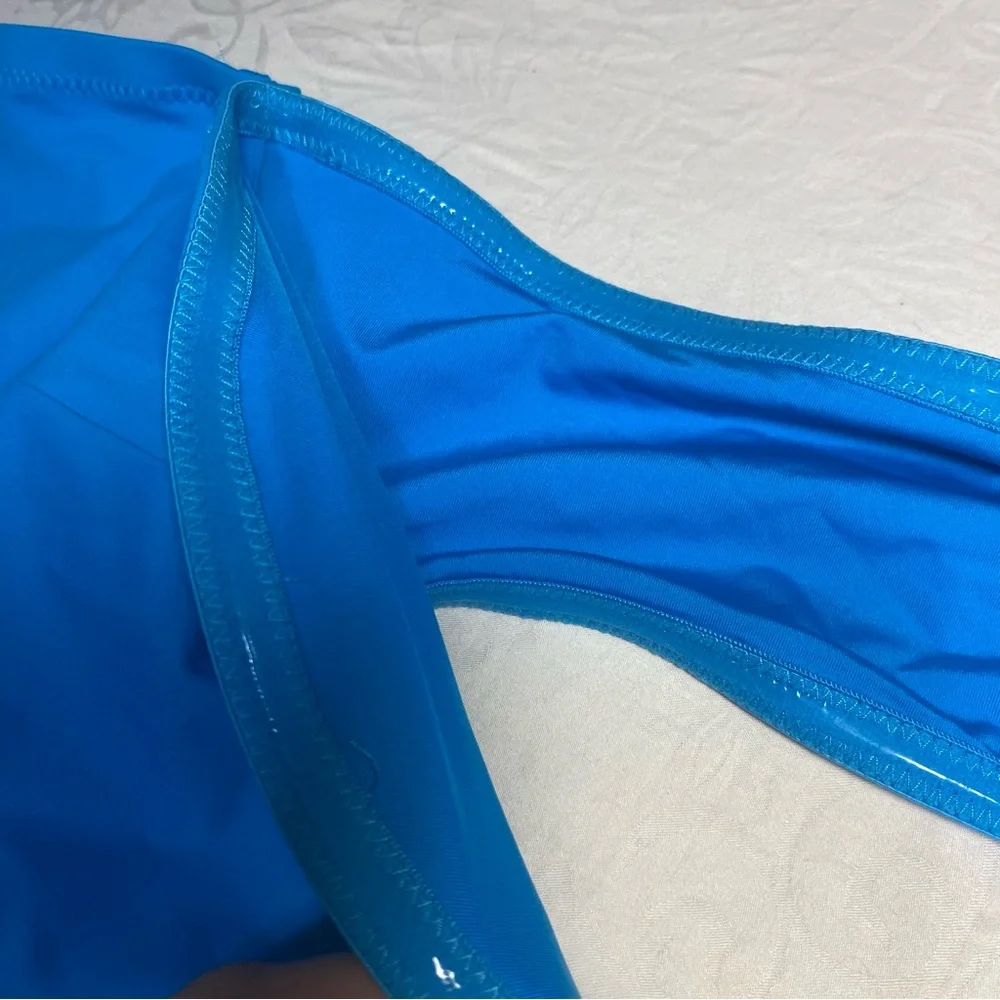 🆕 SKIMS SWIM Long Sleeve Bikini Top Recycled Turquoise XL Blue Off Shoulder NWT